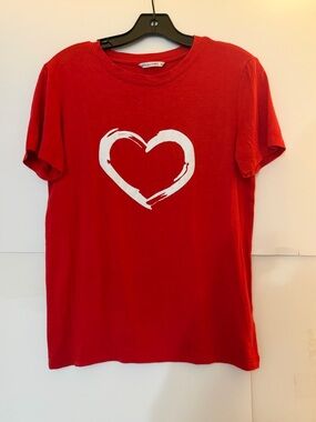 Red Tee with White Branded Neck Tape